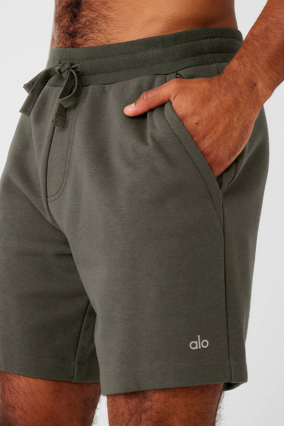 Front view of Stealth Green Chill Shorts showcasing the drawstring and pockets.