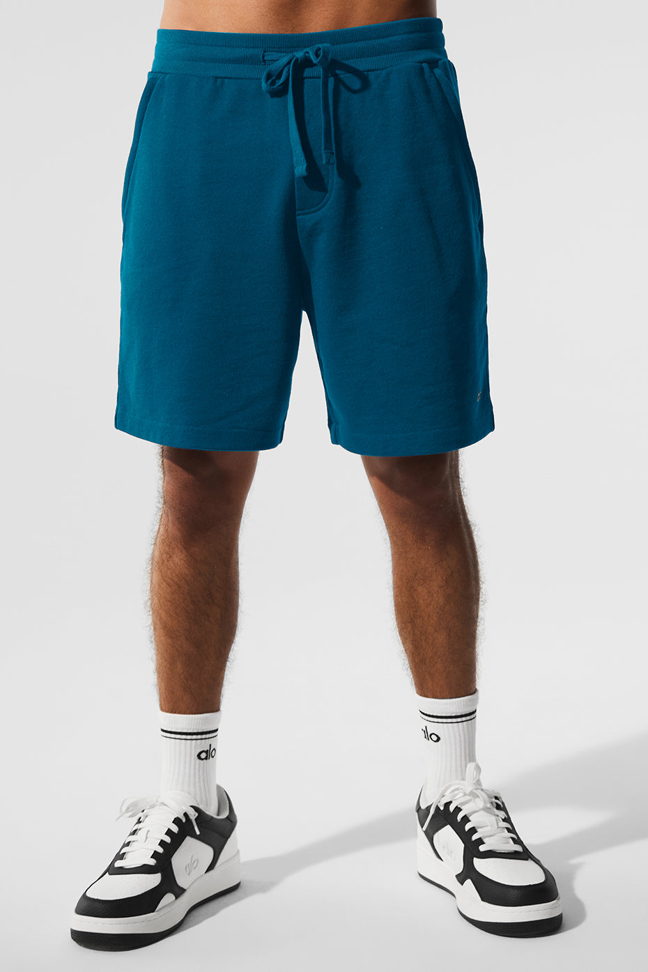 Eclipse Blue lounge shorts displayed on a flat surface, showcasing the fabric and design.