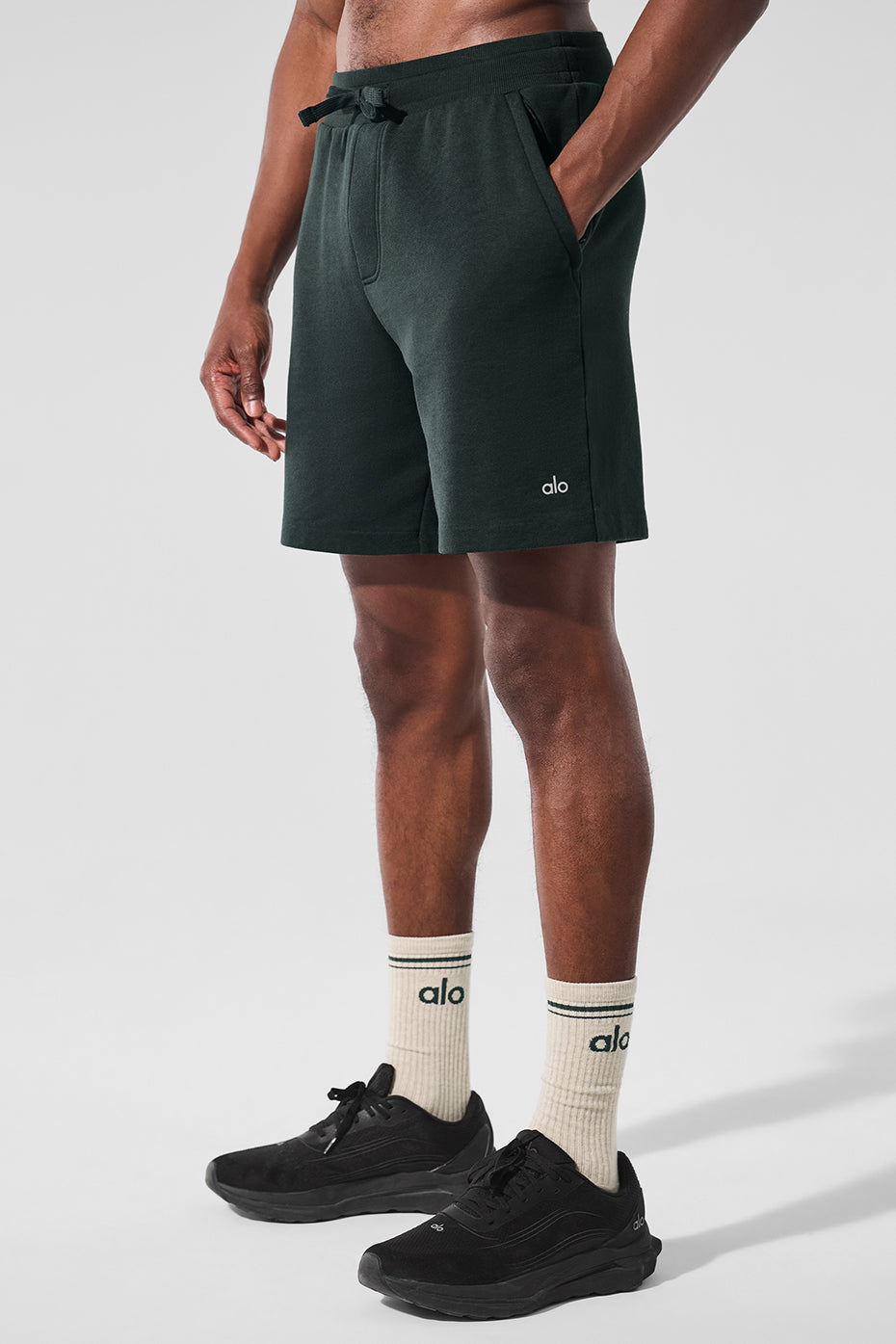 Back view highlighting the drawstring feature of the shorts.