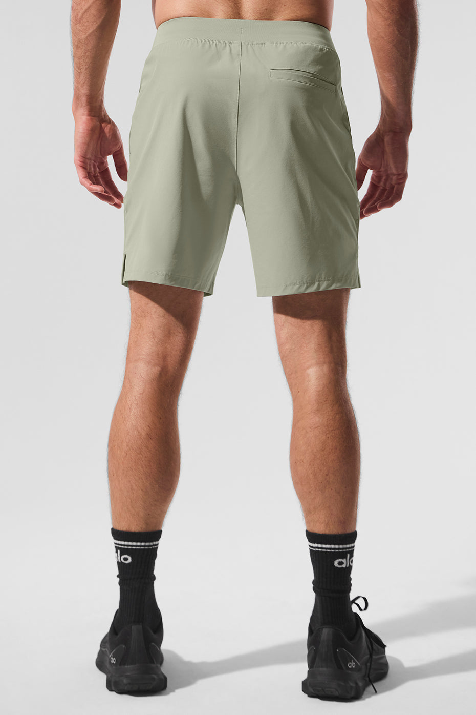 Front view of men wearing 7-inch moisture-wicking shorts during a workout.