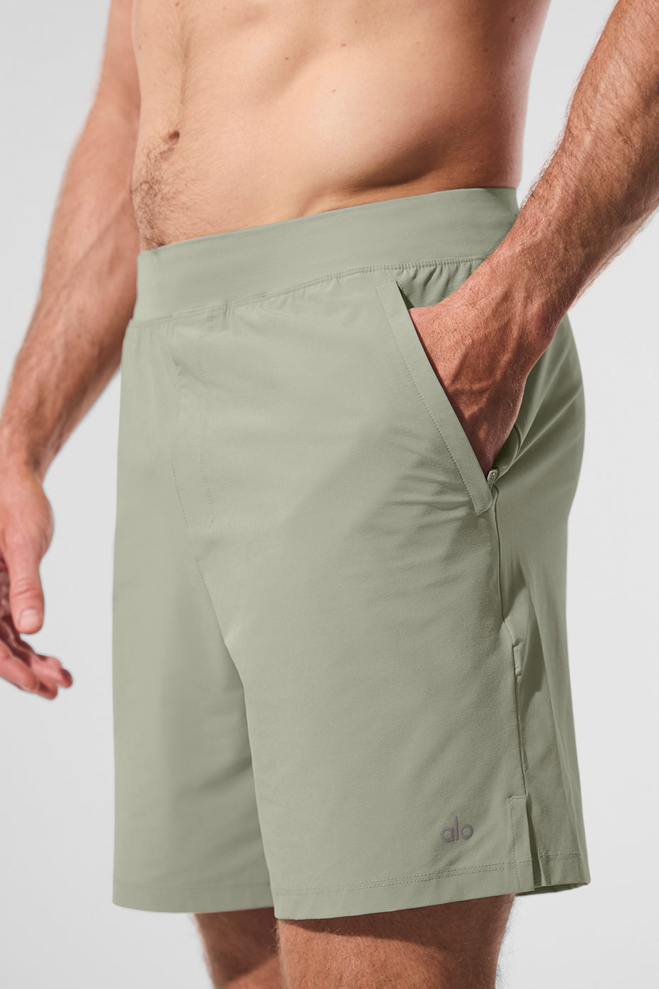 Front view of men wearing 7-inch moisture-wicking shorts during a workout.