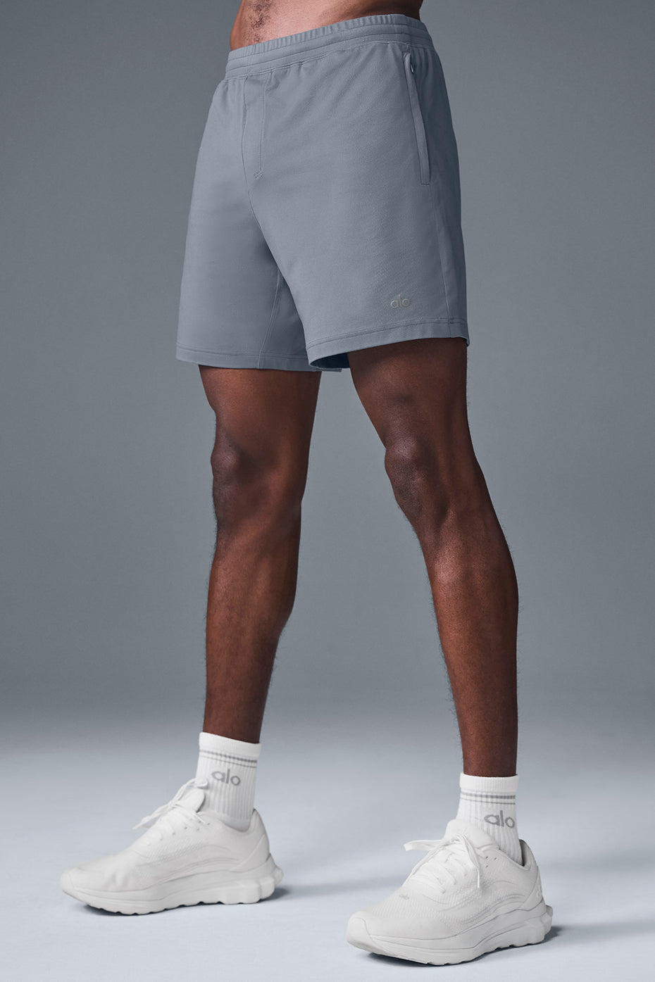 Front detail of mens training shorts showcasing the 7-inch inseam and performance fabric
