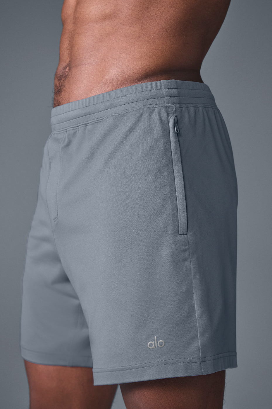 Mens performance shorts with internal drawcord in Steel Grey, ideal for running and training