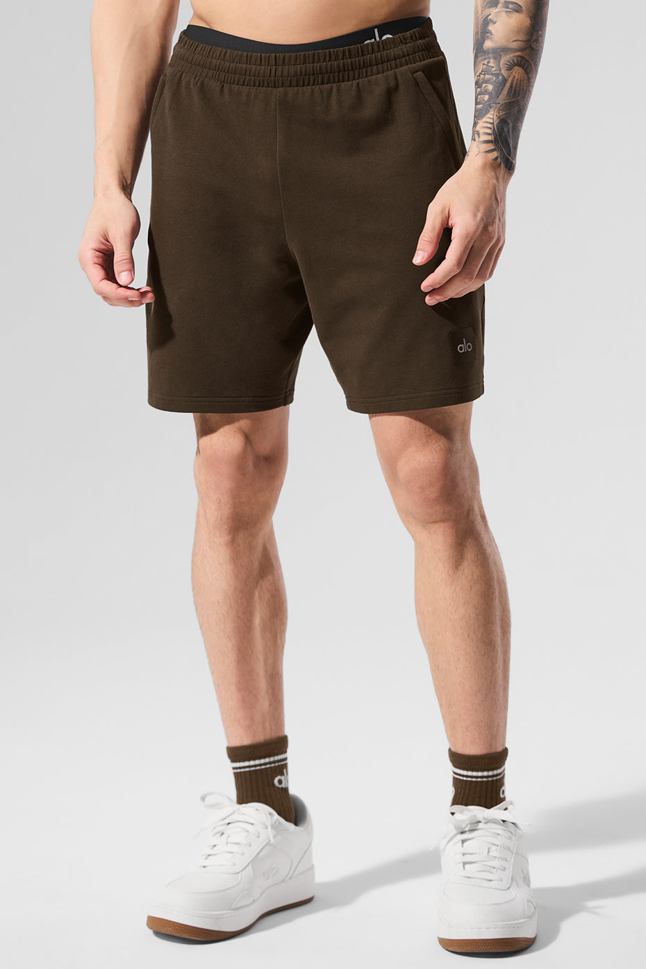 Close-up of soft fabric detail on womens shorts in Espresso, ideal for everyday comfort