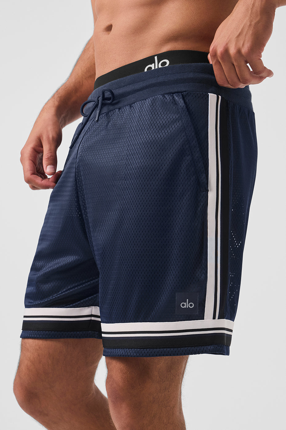 Back view of basketball shorts for men with relaxed mesh silhouette
