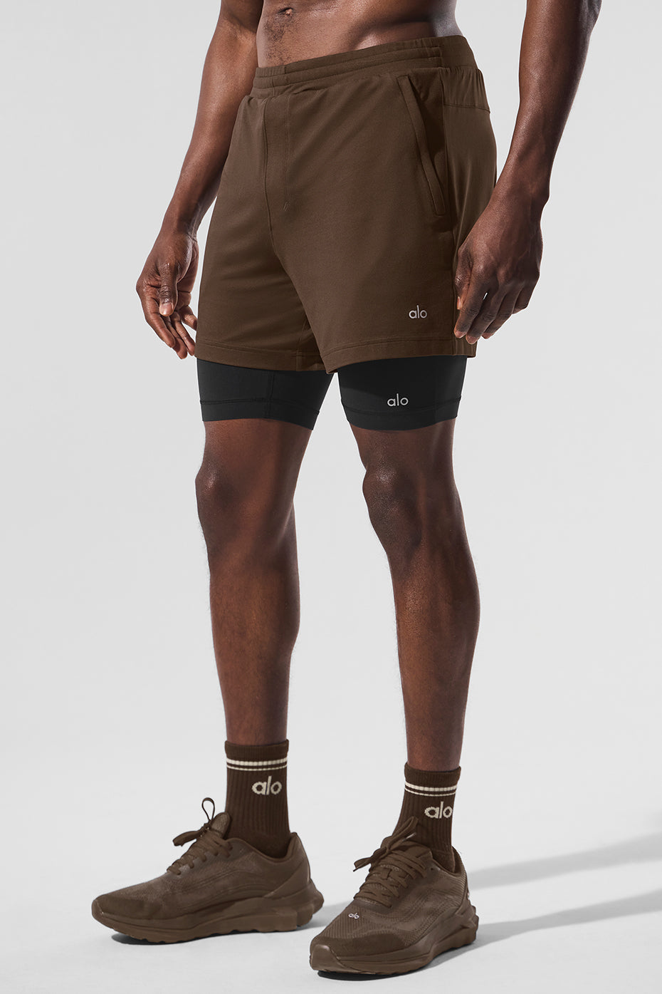 Close-up of mens compression shorts showing the supportive inner lining