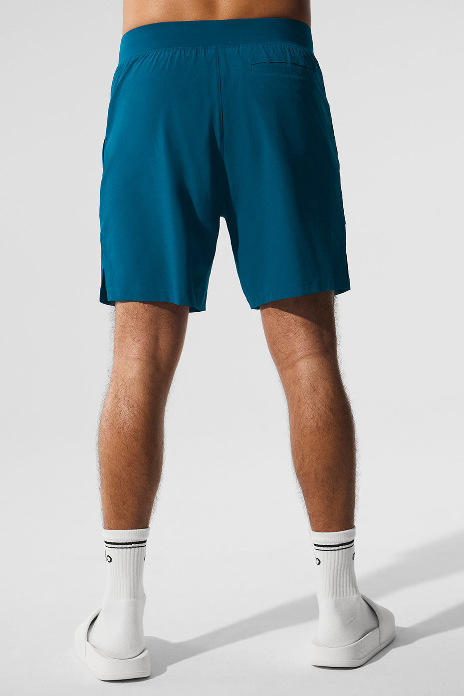 Back view demonstrating the elastic waistband and internal drawcords.