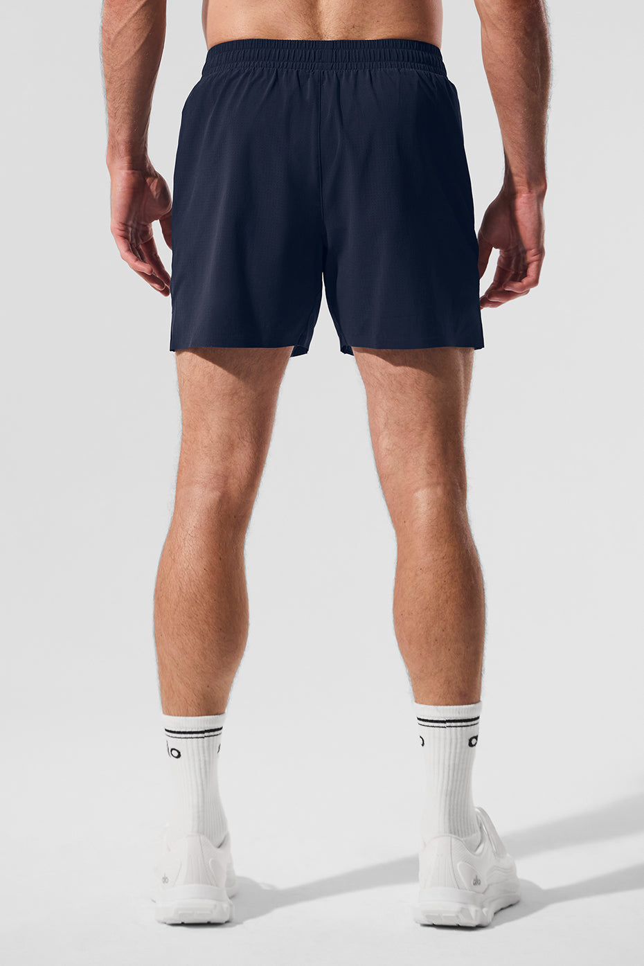 Back view of lightweight running shorts, designed for comfort during workouts.