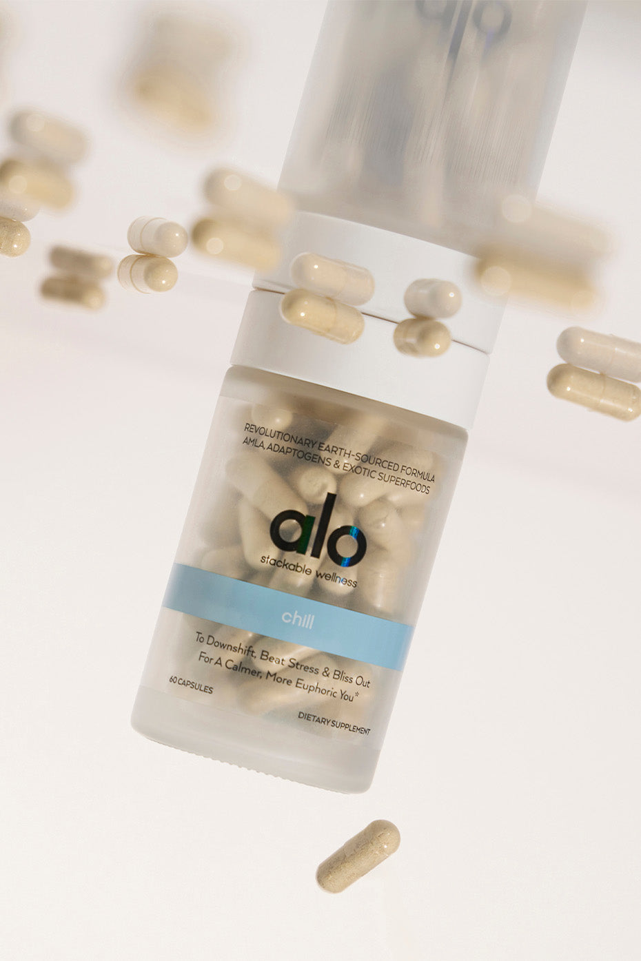 Close-up of ZenEase capsules, showcasing vegan and gluten-free ingredients.