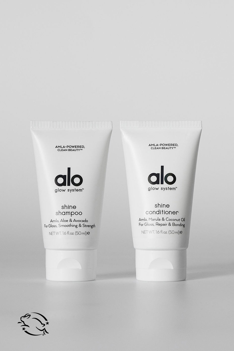 Close-up of shampoo bottle with grapefruit-scented Shine formula