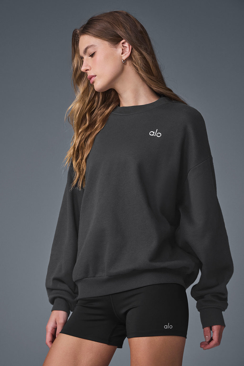 Back view highlighting the dropped-shoulder fit of the Accolade French terry pullover.