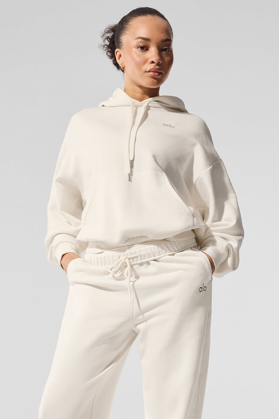 Close-up of Accolade hoodie’s fleece-lined interior and ribbed hem detail