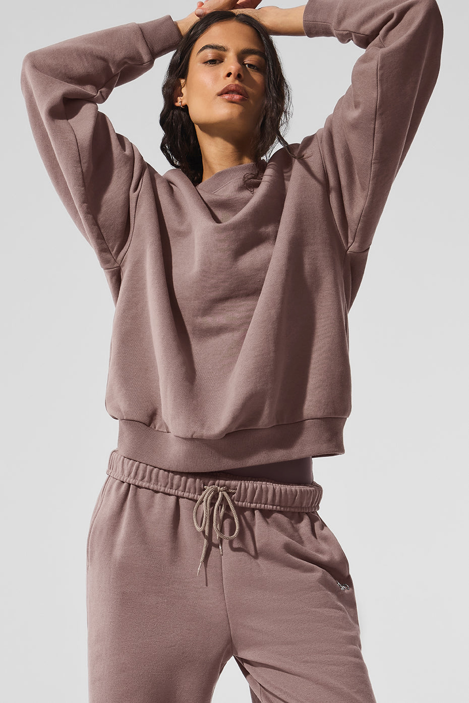 Close-up of Accolade pullover’s French terry fabric texture