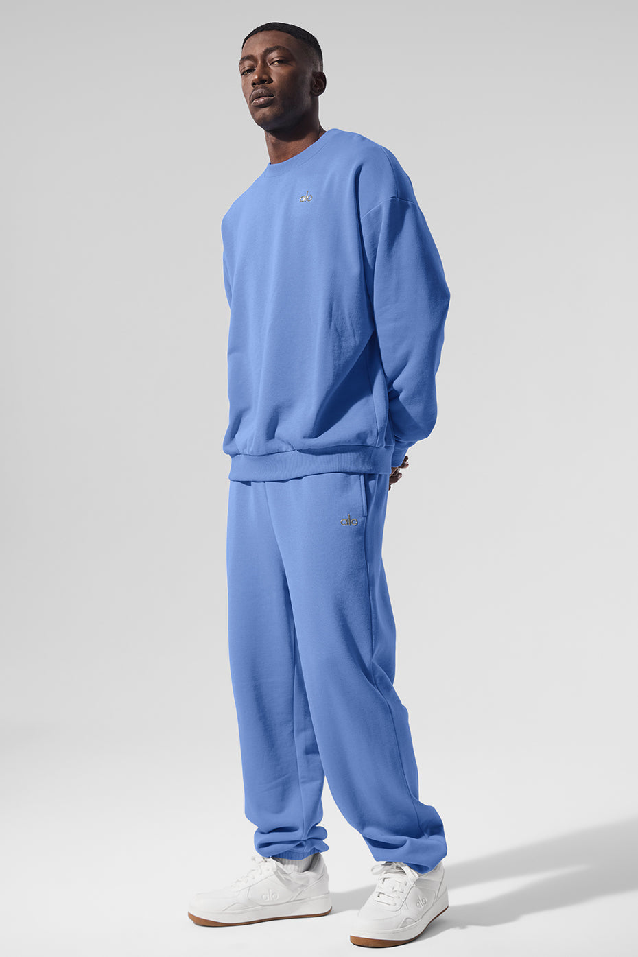 Front view of Accolade comfort colors sweatshirt in Crystal Clear Blue.