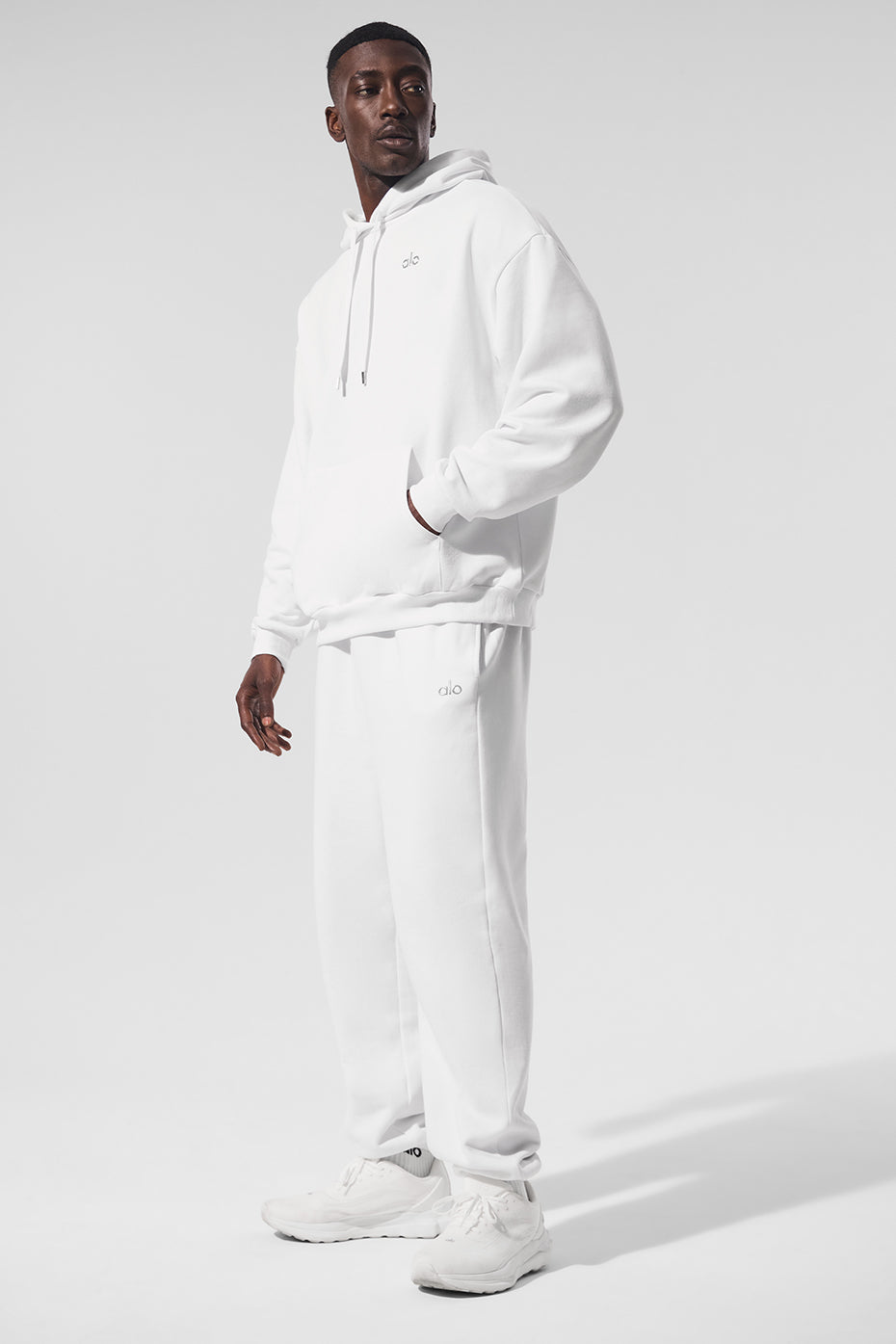 Front view of the Parke Comfort Hoodie in white, showcasing its relaxed fit.