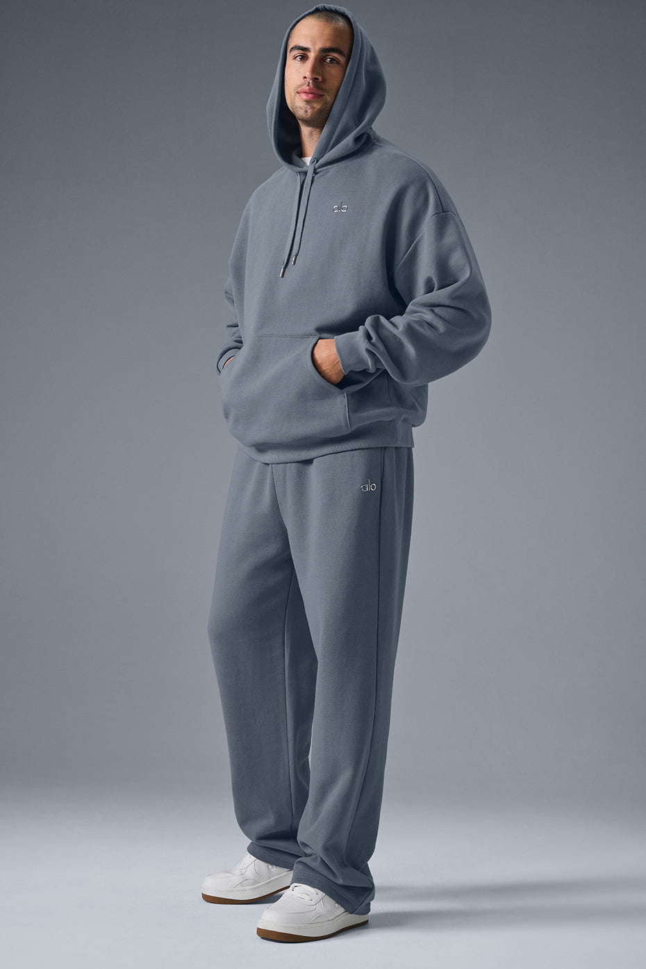 Side angle of the Parke Comfort Hoodie, highlighting the kangaroo pocket.