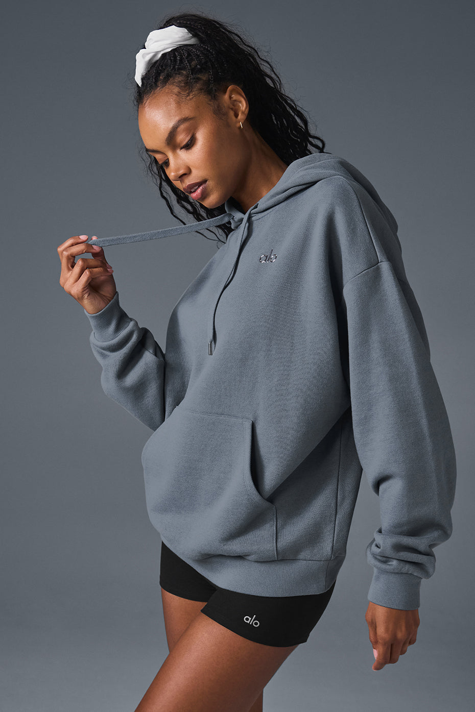 Close-up of ribbed cuffs and hem on the stylish hoodie
