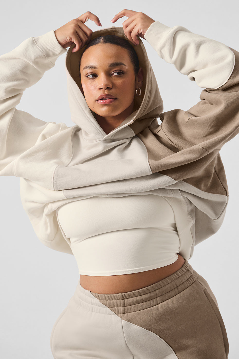 Detail shot of the soft French terry fabric used in the oversized hoodie.