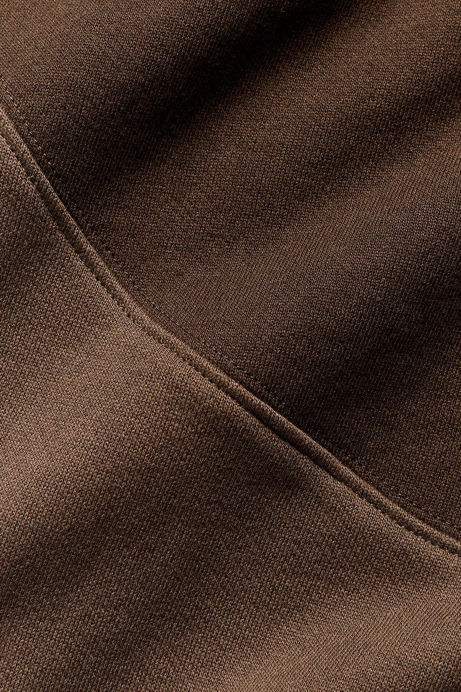 Close-up of wave-textured stitching on french terry hoodie sleeve.