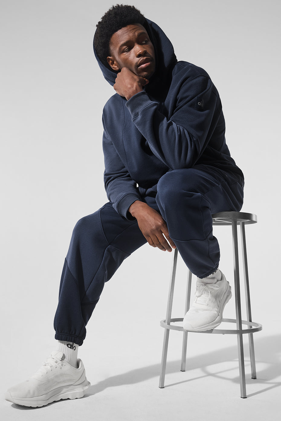 Model wearing the Make Waves oversized zip-up hoodie with relaxed fit
