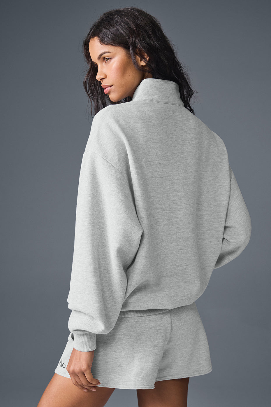 Front view of pullover styled with relaxed joggers for casual mens loungewear