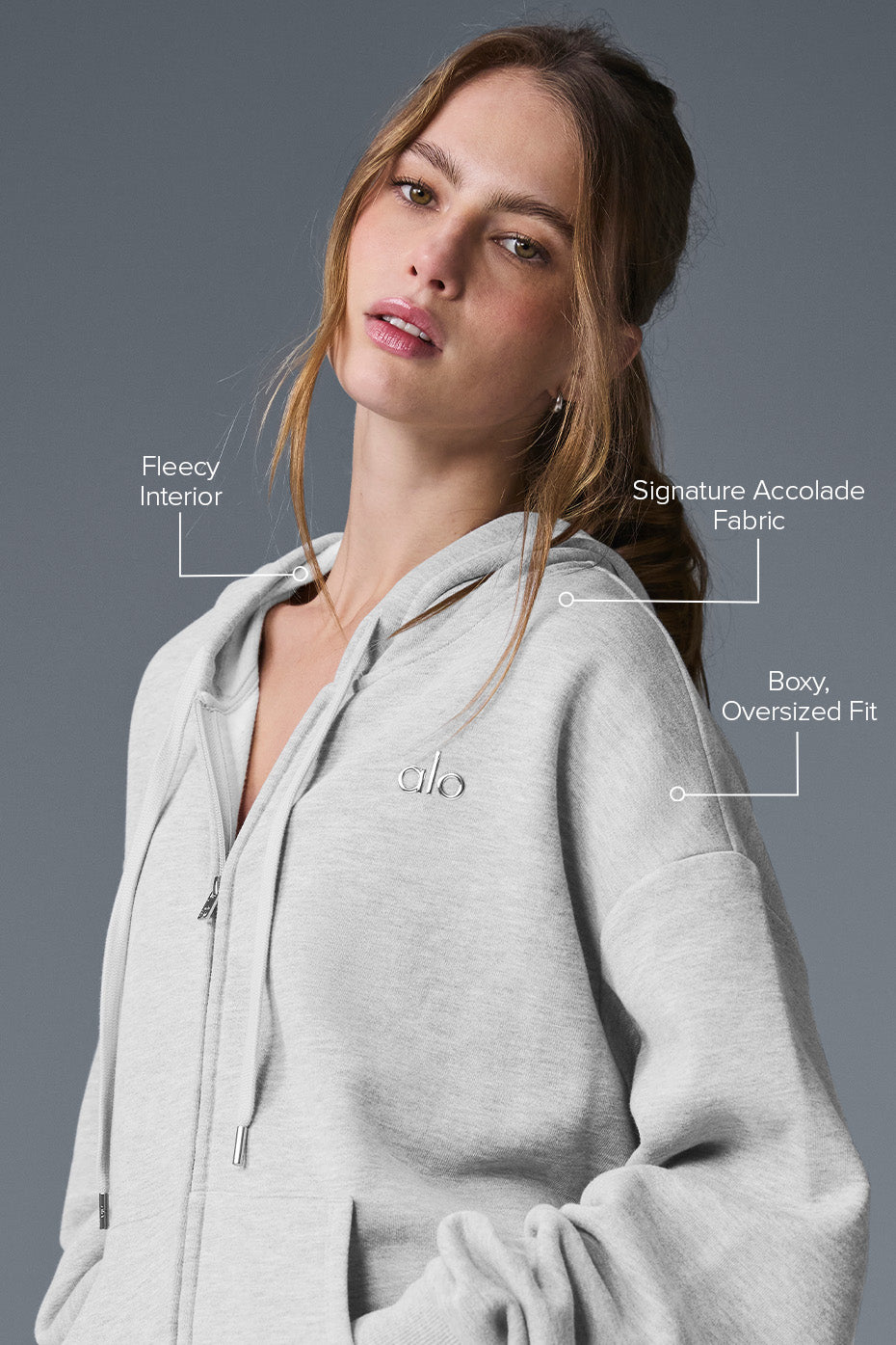 Oversized heather grey hoodie styled with jeans for casual outfit