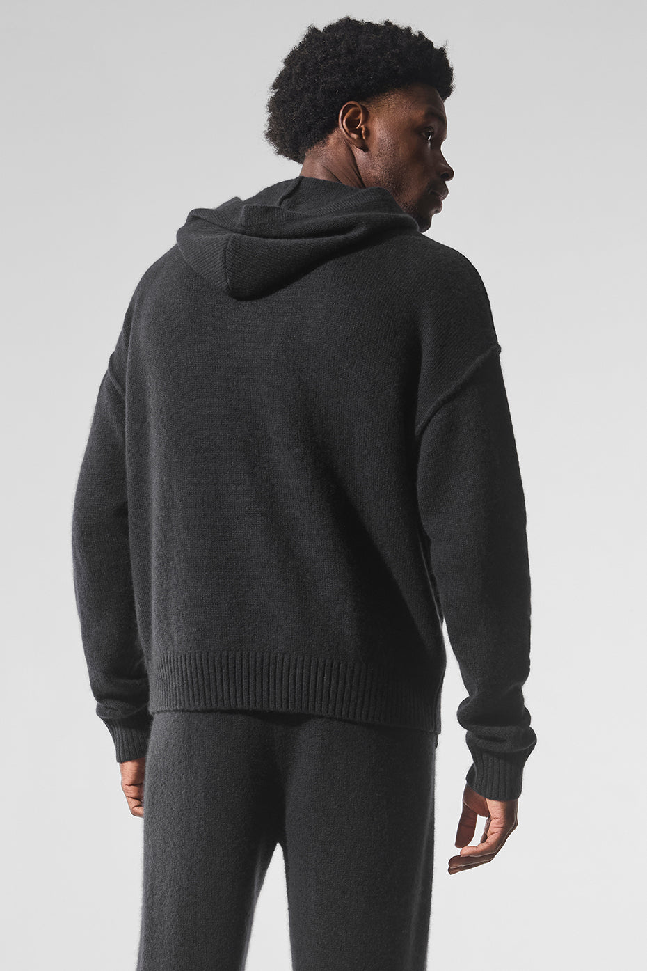 Front and back view of the zip-up hoodie for styling versatility