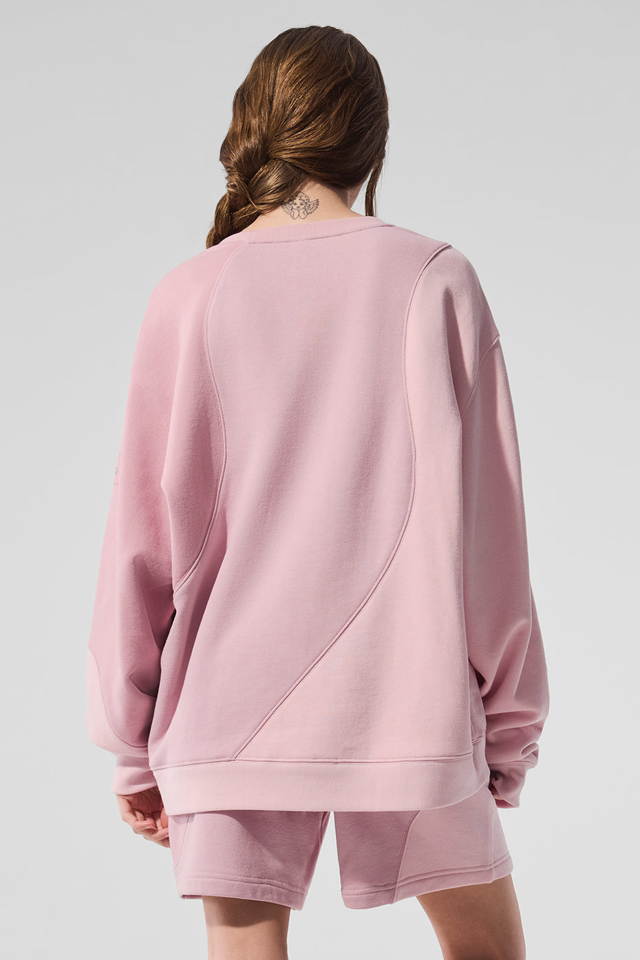 Detail shot of French terry fleece interior for womens sweatshirts