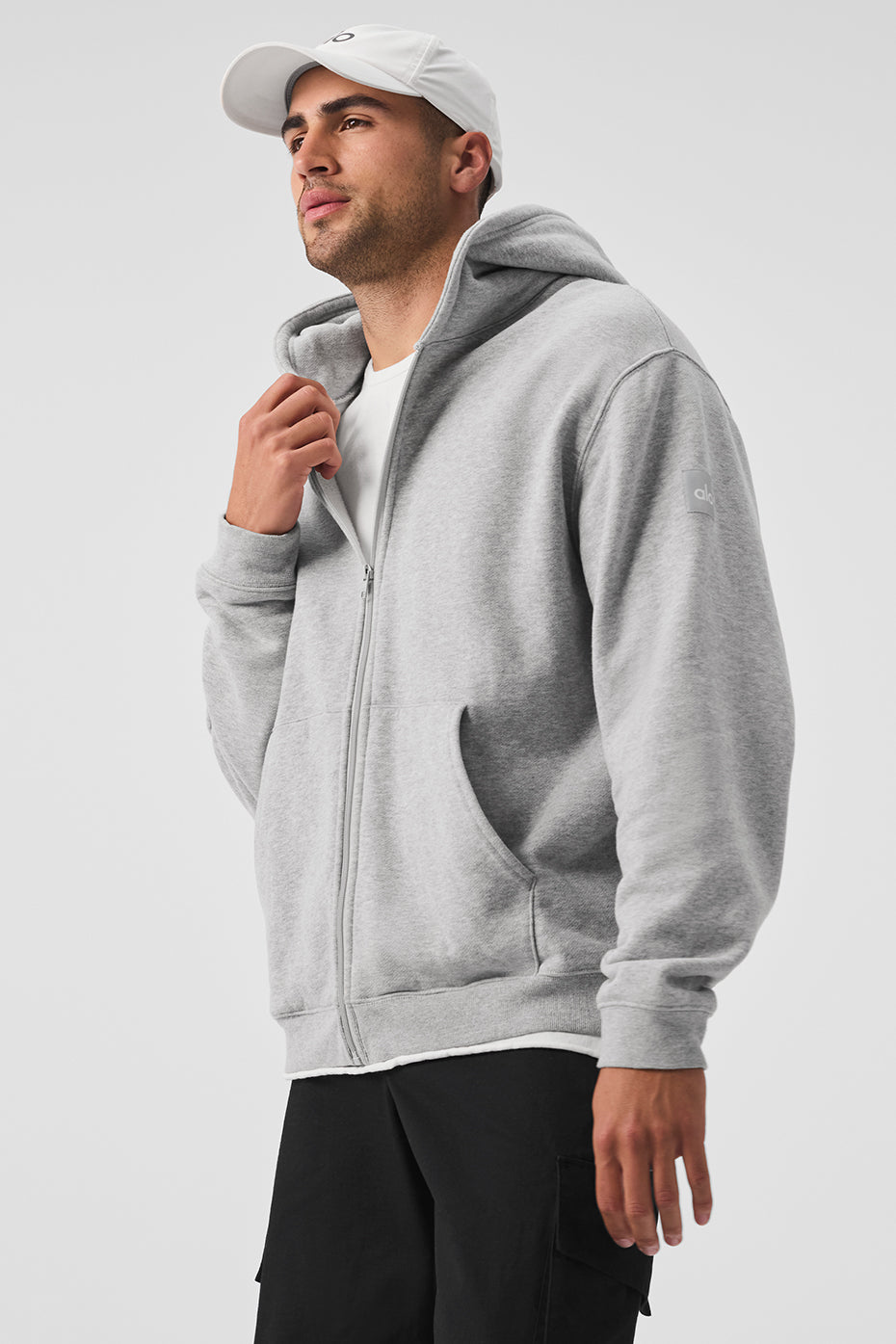 Close-up of the soft fabric of the Renown Comfort Full Zip Hoodie, perfect for layering.
