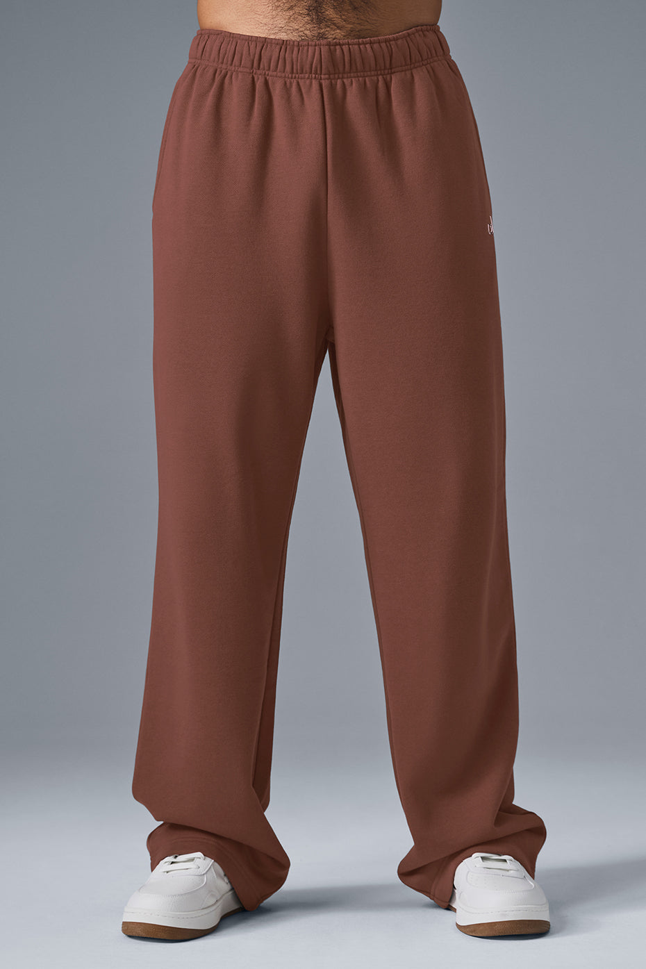 Accolade Straight-Leg Activewear Pants in Chestnut, styled with a bold jacket for cold weather.