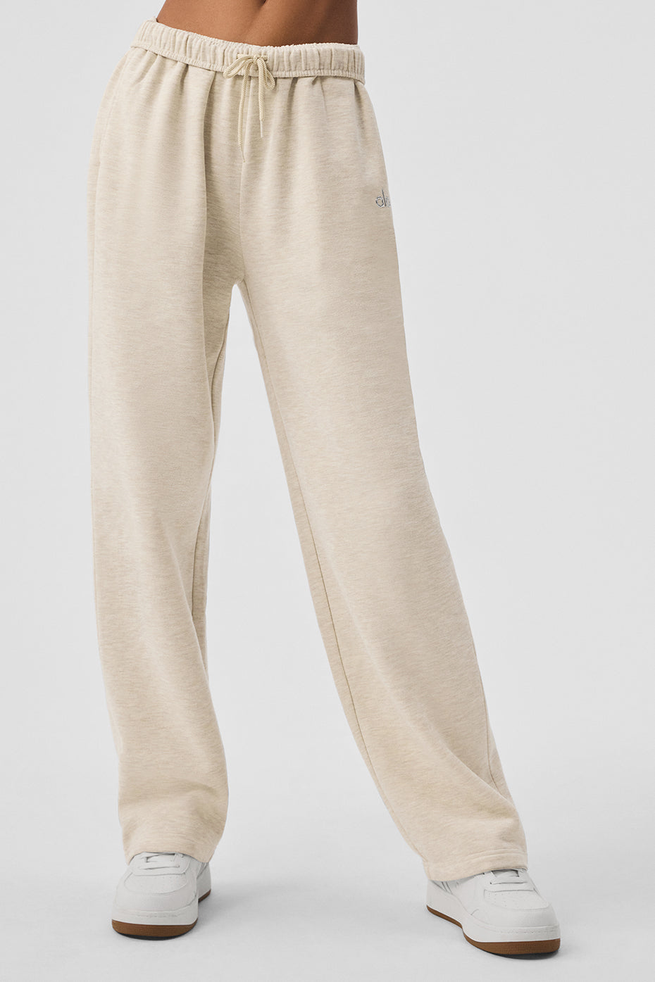 Front view of Accolade straight leg sweatpants in oatmeal heather.