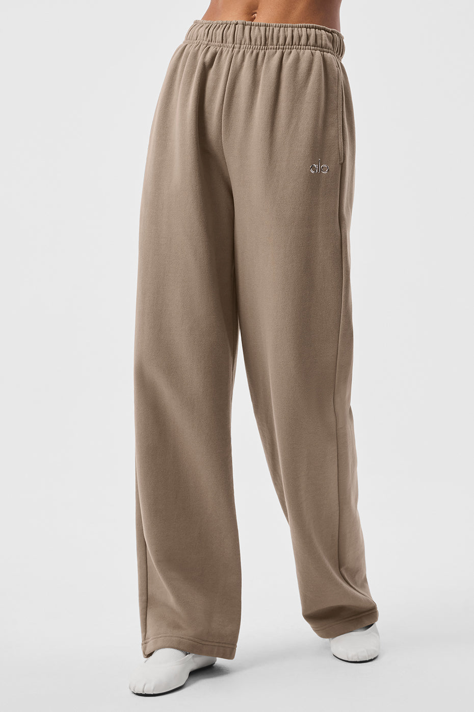 Close-up of performance sweatpants fabric texture showing softness