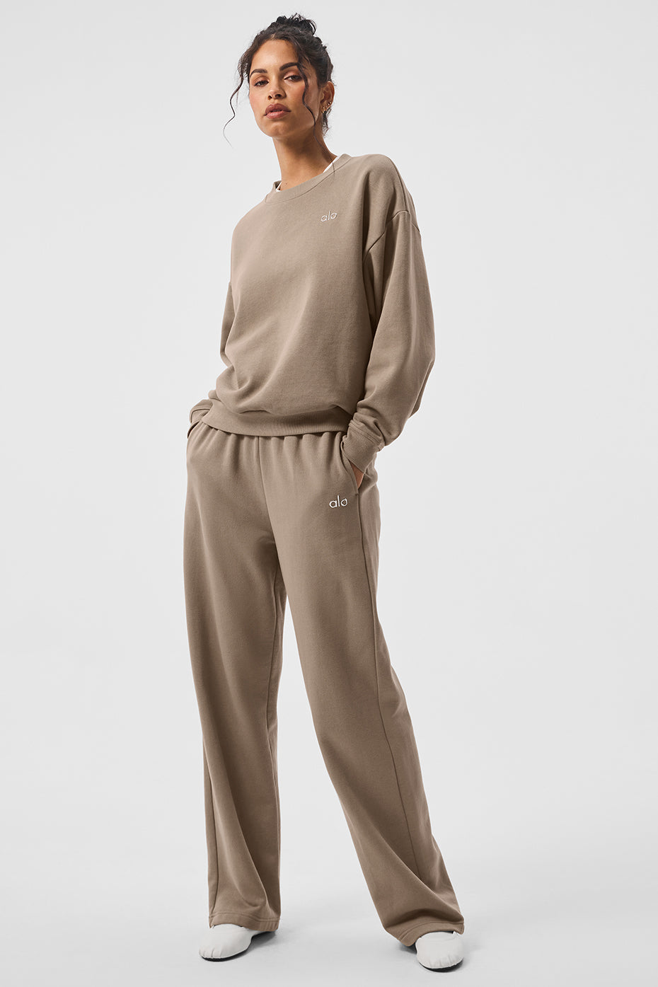 Close-up of performance sweatpants fabric texture showing softness