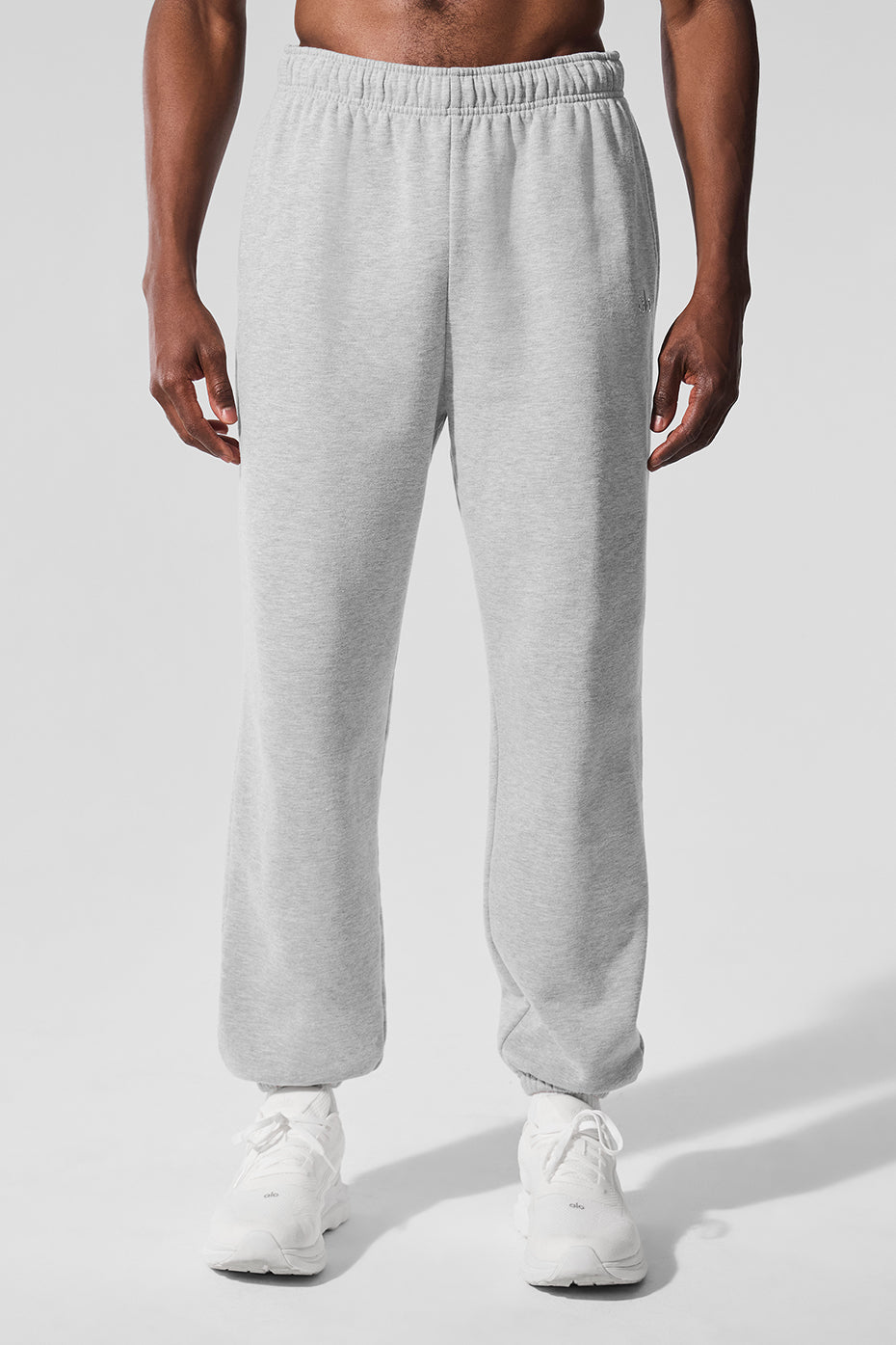 Front view of wide leg sweatpants styled with hoodie for winter errands