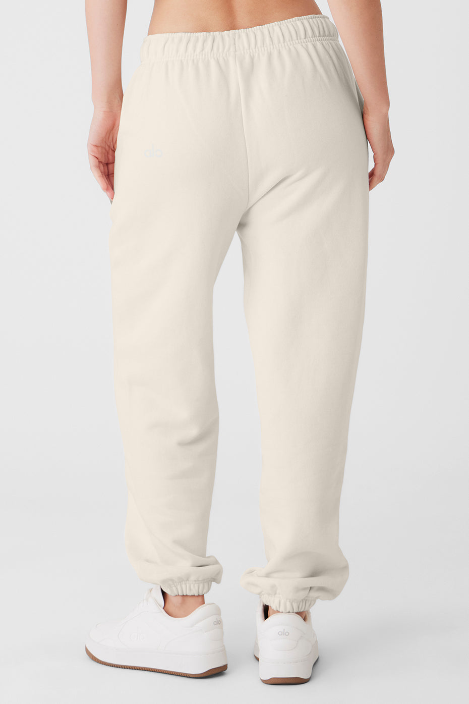 Close-up of the French terry fabric texture on the sweatpants