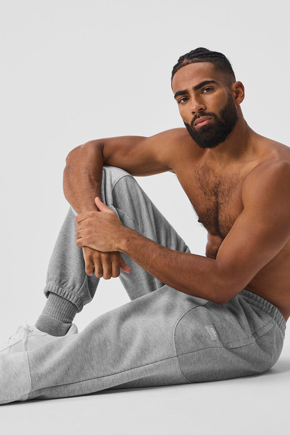Front view of Wave Rider baggy sweatpants in athletic heather grey.