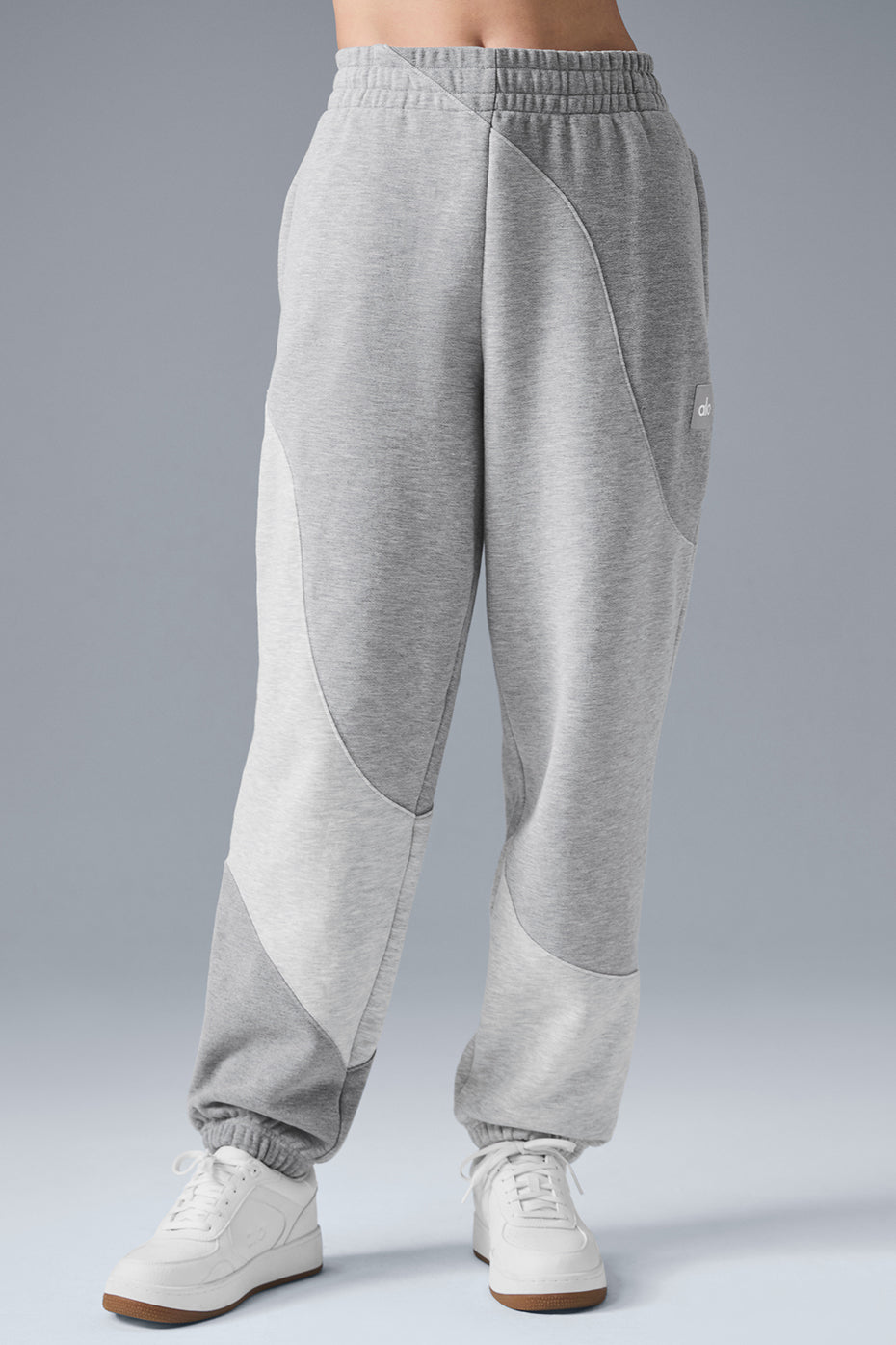 Front and back view of relaxed-fit womens sweatpants.