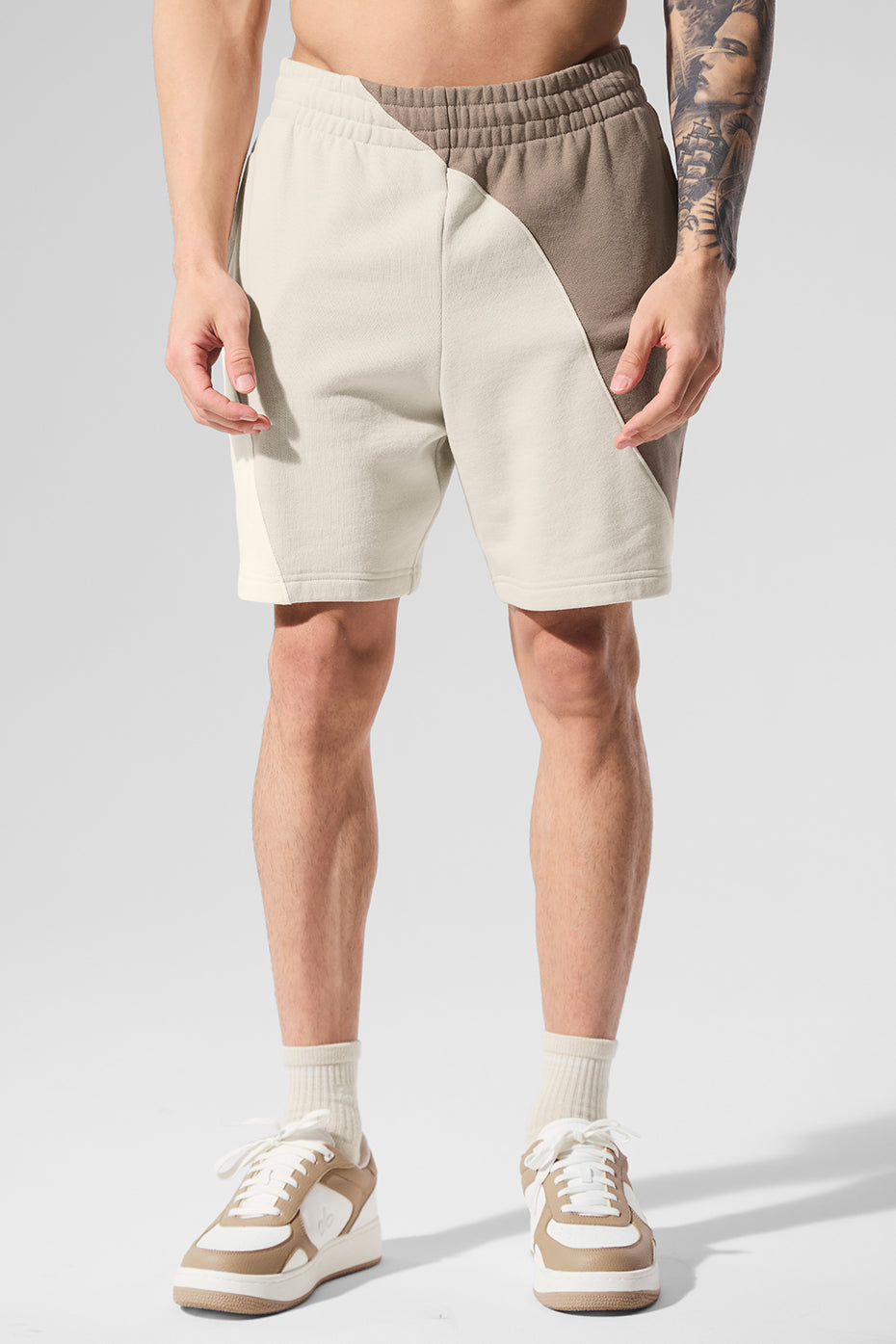 Model wearing the shorts while lounging outdoors in Boise, Idaho – styled for weekend casual wear.