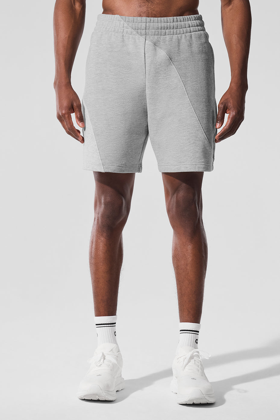 Front view of Make Waves 7-Inch Performance Shorts in Heather Grey.