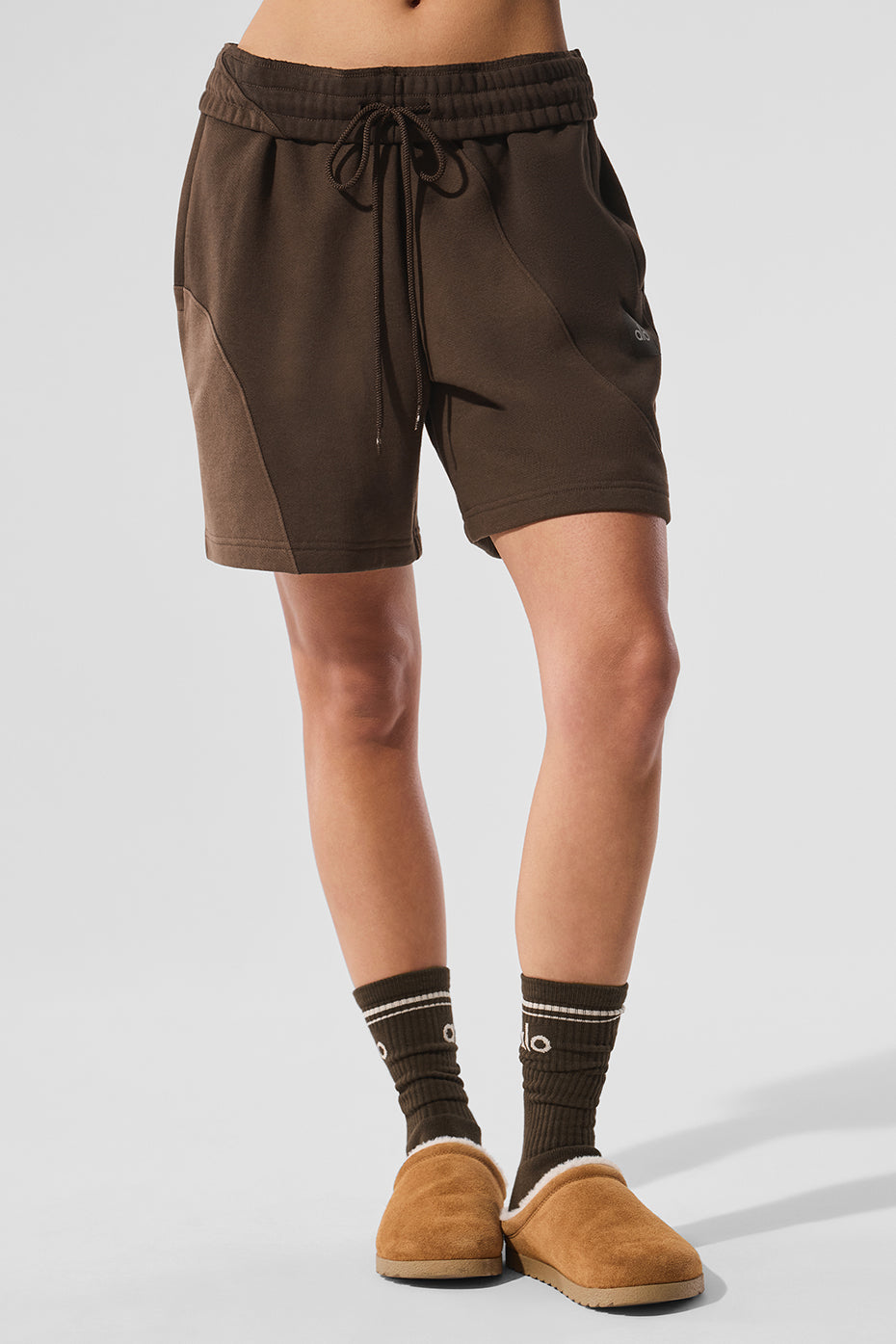 Close-up of wave pattern detailing on men's running shorts