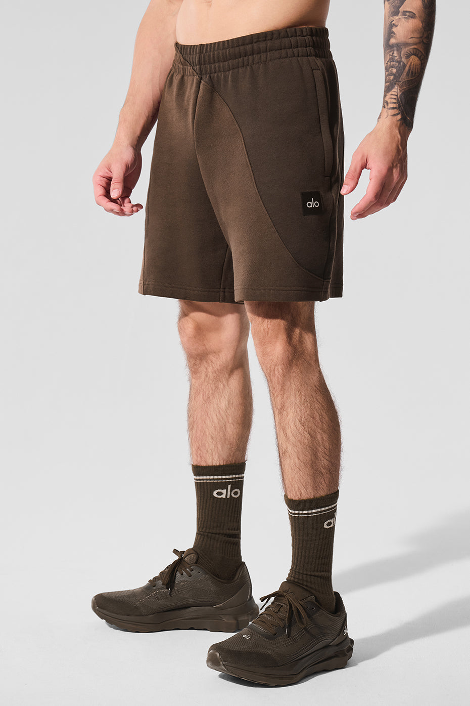 Folded fleece shorts showing fabric texture and color