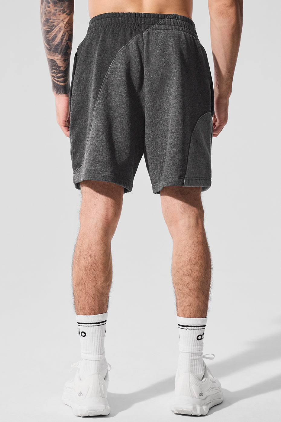 Side view of 7-inch fleece shorts for men, ideal for active lifestyles.
