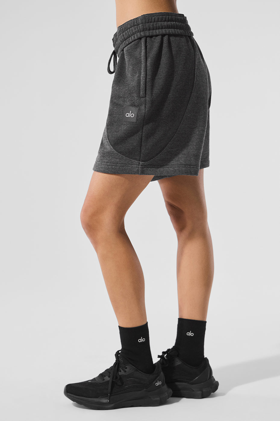 Mens active shorts in dark grey, ideal for workouts.