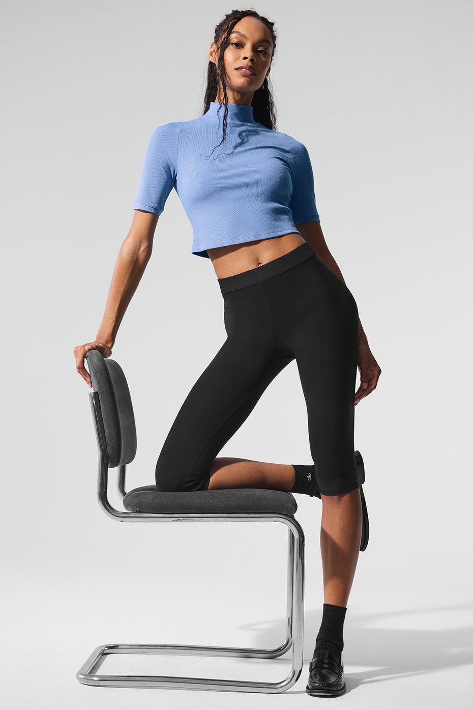Flat lay of womens top for summer with ribbed texture