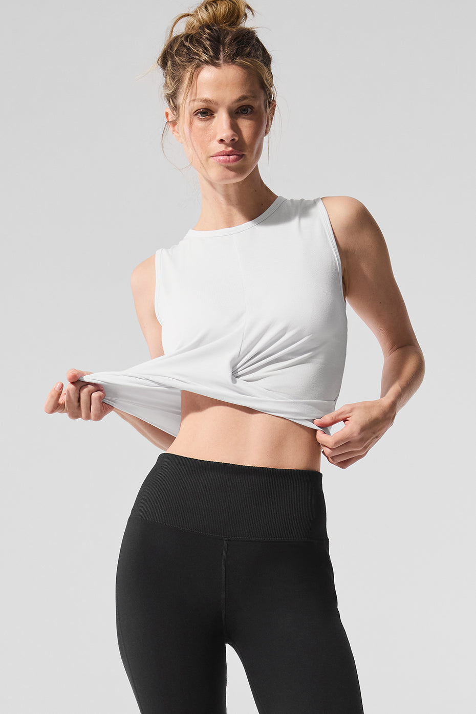 Close-up of the draped jersey fabric and edgy raw edge finish