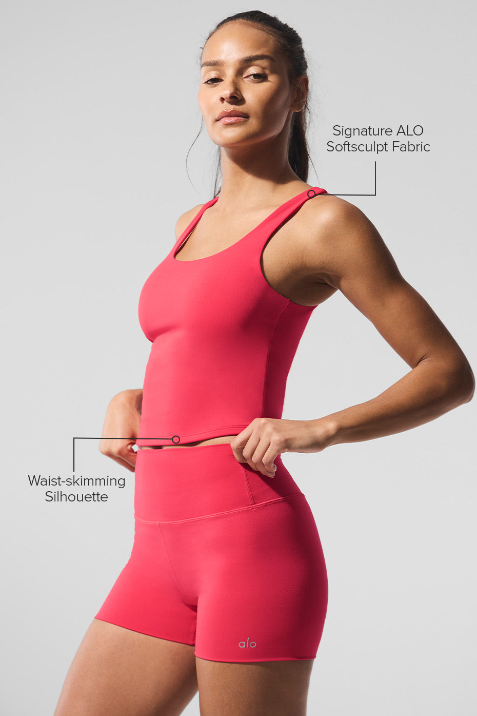 Close-up of compression tank top womens silhouette in natural lighting