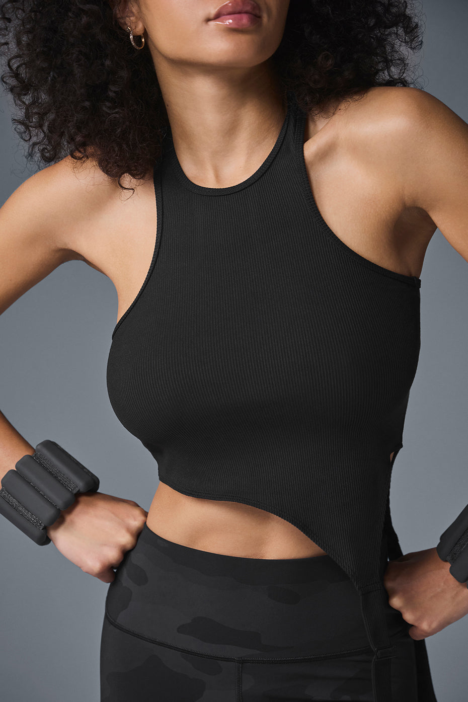 Front view of crop shirt top worn casually downtown