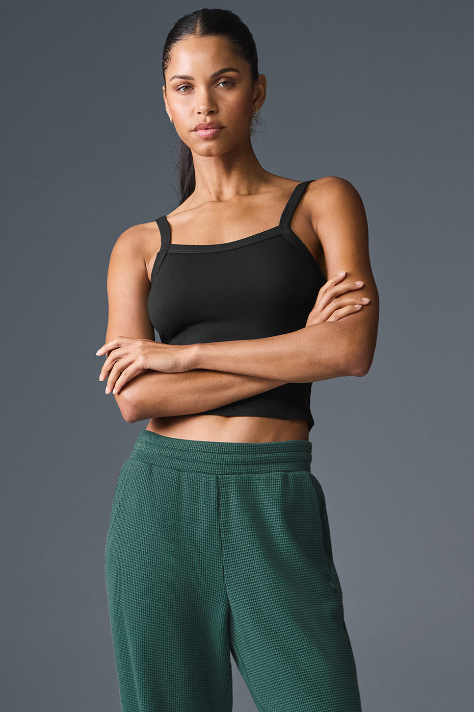 Stylish layered look featuring the mens black tank top
