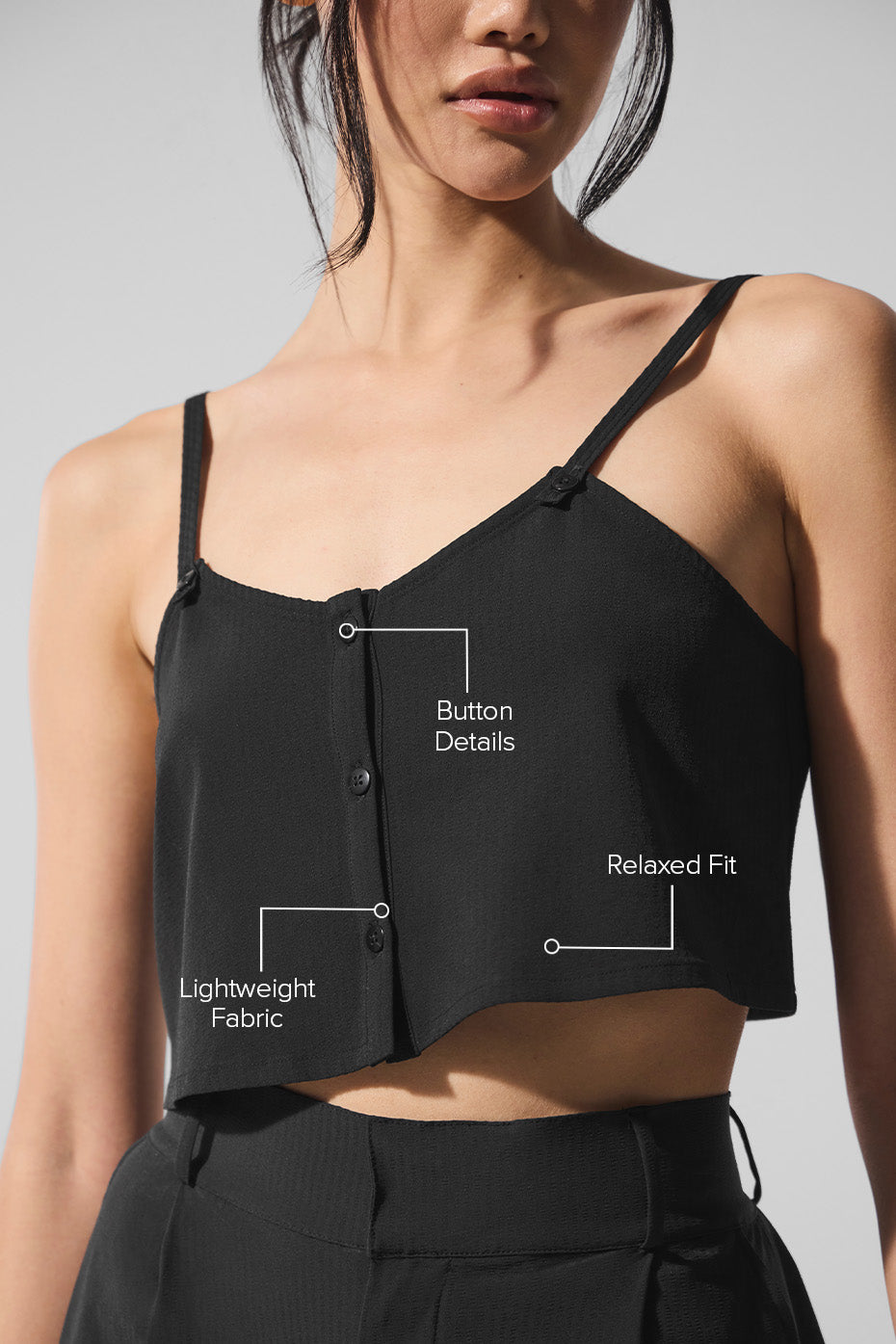 Back angle of breathable summer top showing crinkle texture and relaxed fit