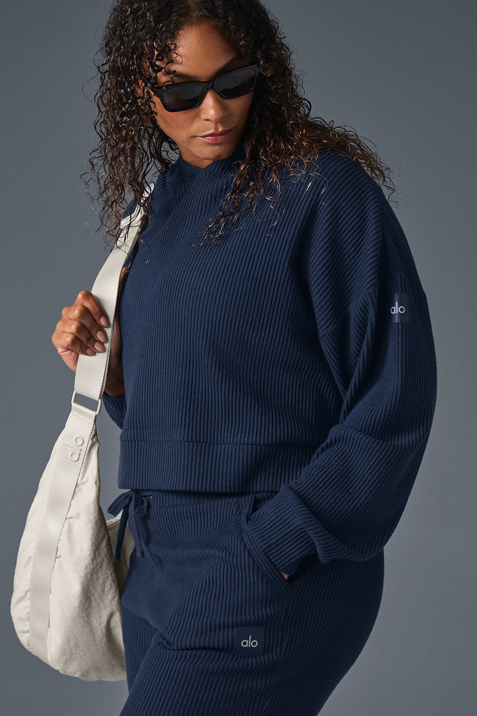 Close-up of Muse Comfort Hoodie’s ribbed knit texture